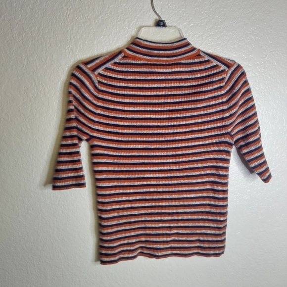 MADEWELL Dalston Stripe Mock Neck Sweater In Maple Glow sz Xs - Picture 6 of 7